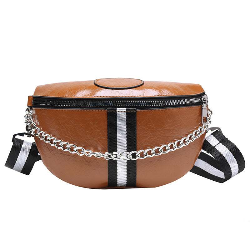 Simple Chain Bag Wide Shoulder Strap Chest Bag Waist Bag