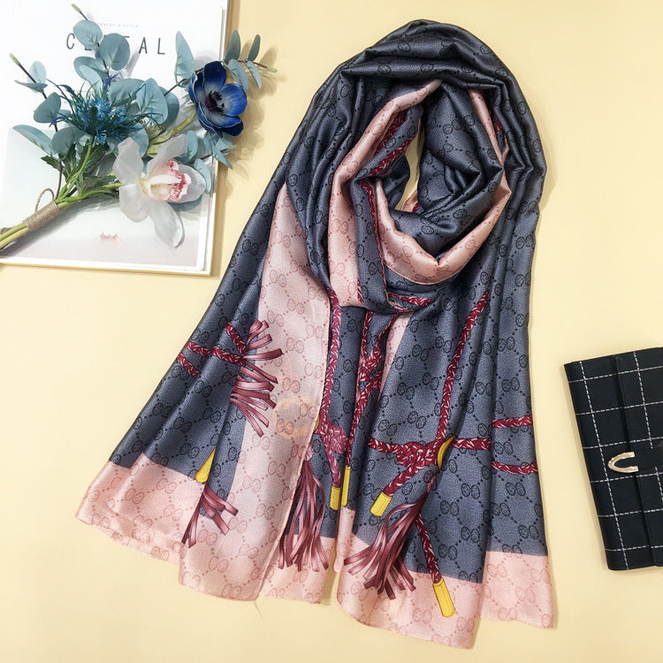 Silk Scarf Women's Spring and Autumn Long Silk With Shawl