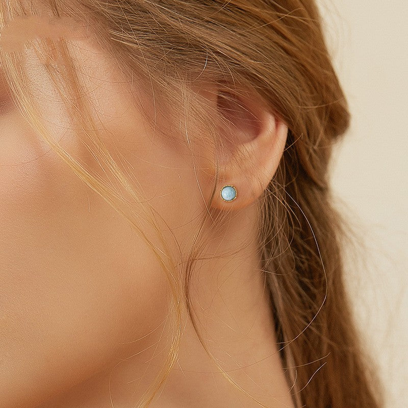 S925 Sterling Silver Stud Earrings For Women 18k Simple