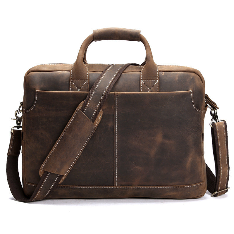 Sac à bandoulière vintage pour homme en cuir Crazy Horse