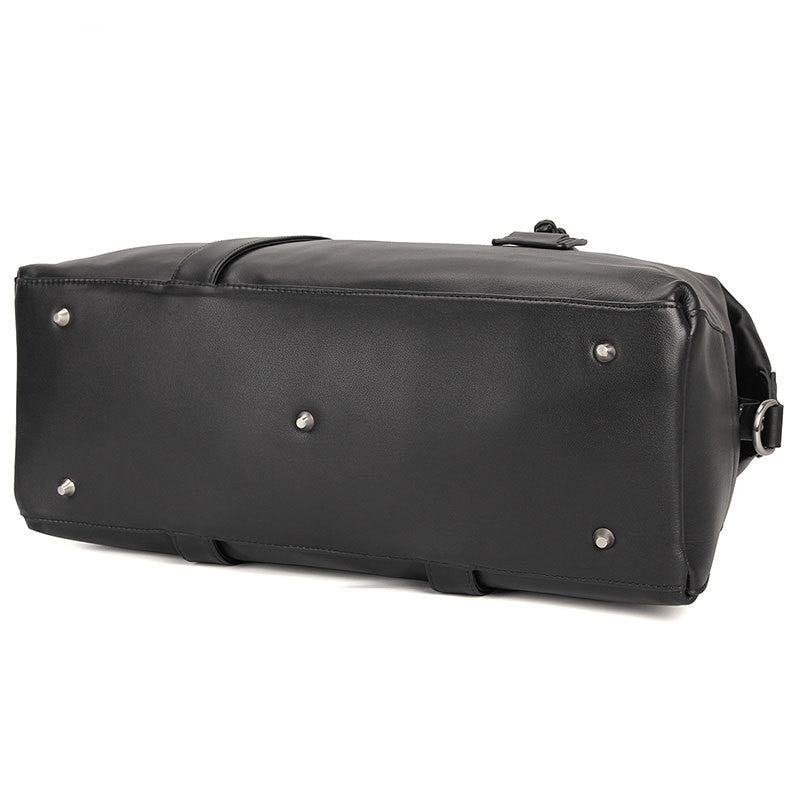 Sac de voyage décontracté en cuir véritable noir classique en cuir nappa