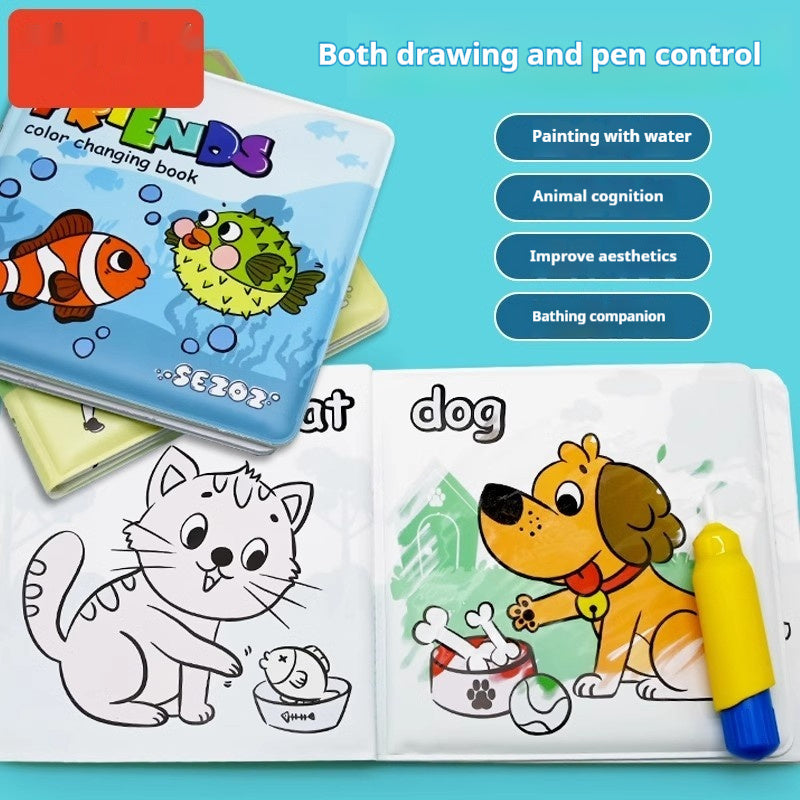 Magic Water Painting Color Changing Bath Book Baby Doodle Enlightenment Cognition Bath Toys Tear-proof Waterproof Book