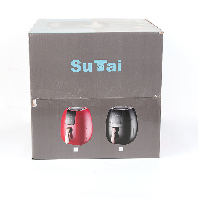 Friteuse intelligente à air chaud avec prise européenne standard, noire et rouge