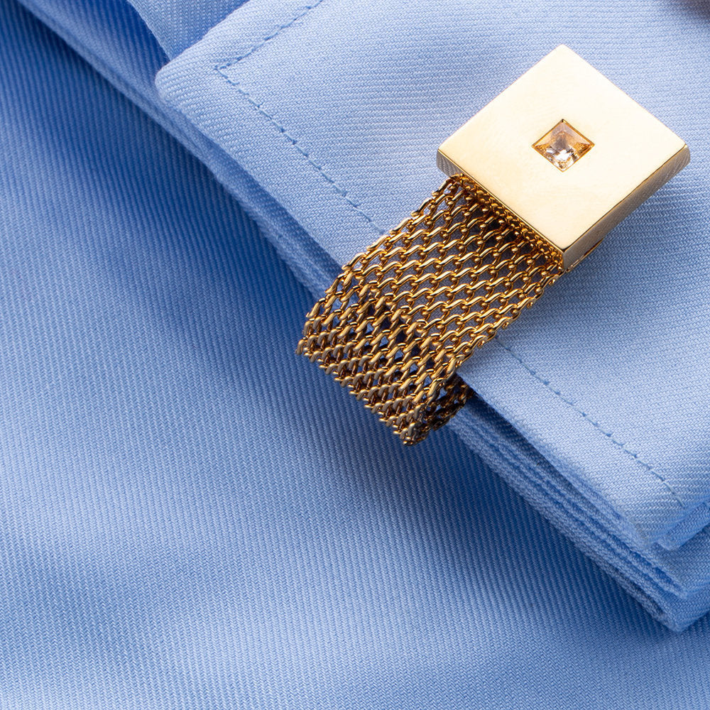 Boutons de manchette spéciaux pour chemise française, avec chaîne