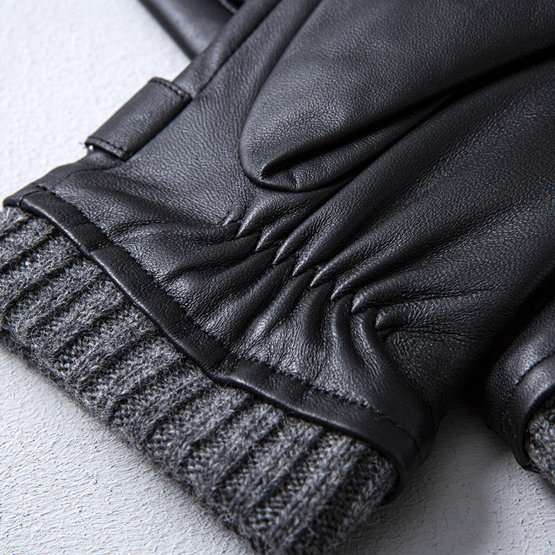 Gants de conduite chauds tactiles en peau de mouton pour hommes pour l'automne et l'hiver