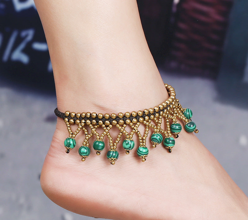 Jiemancheng Bijoux Rétro Exagéré Multicouche Perles Cheville