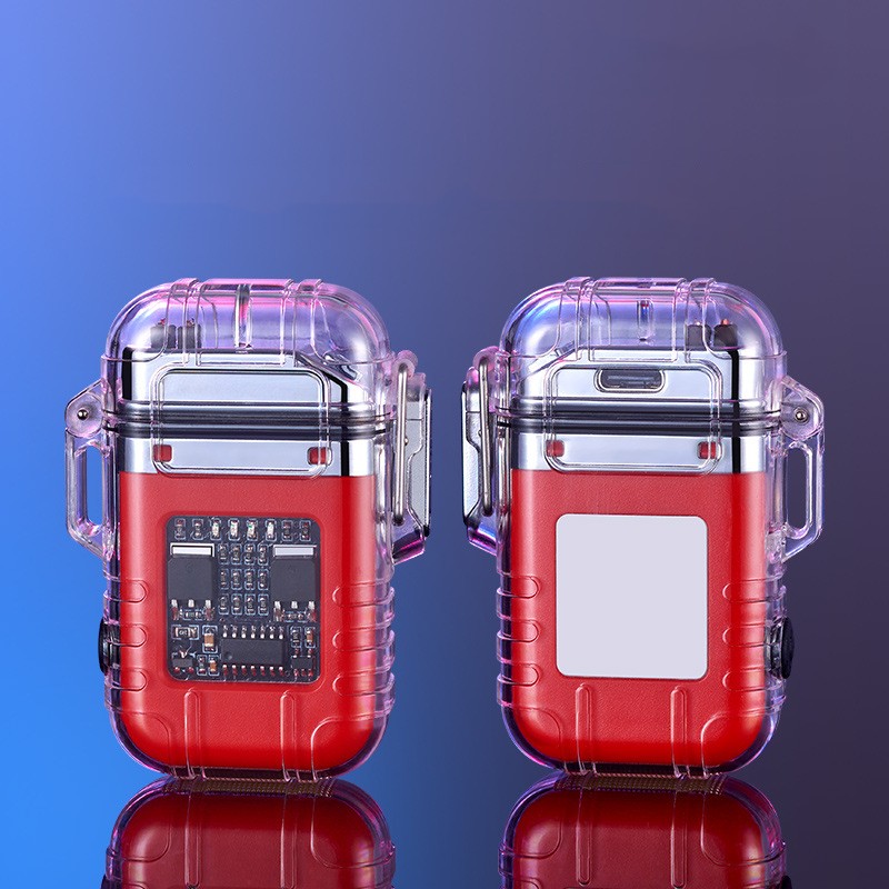 Transparent Shell Double Arc Lighter Waterproof And Windproof Outdoor Lighter Lighting Multi-purpose Electronic Cigarette Lighter
