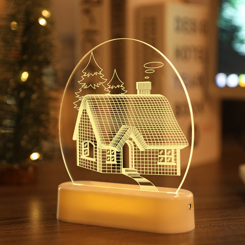 LED Fairy String Lights Battery USB 3D Santa Claus Tree Acrylic Night Light Wedding Christmas Decoration for Home Room Garland