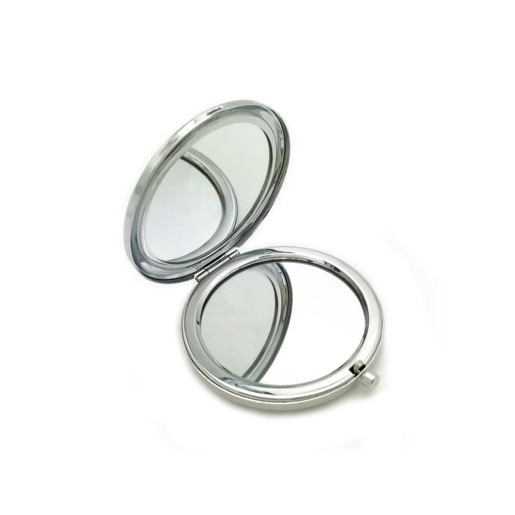 Double-sided folding metal makeup mirror