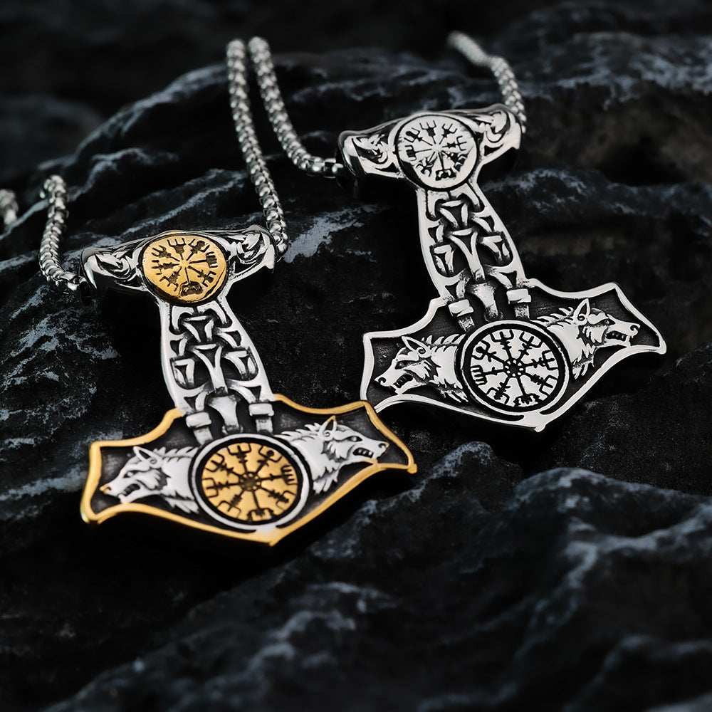 Titanium Steel Pendant Ornaments Stainless Steel Necklace Vintage Viking Impactor Men