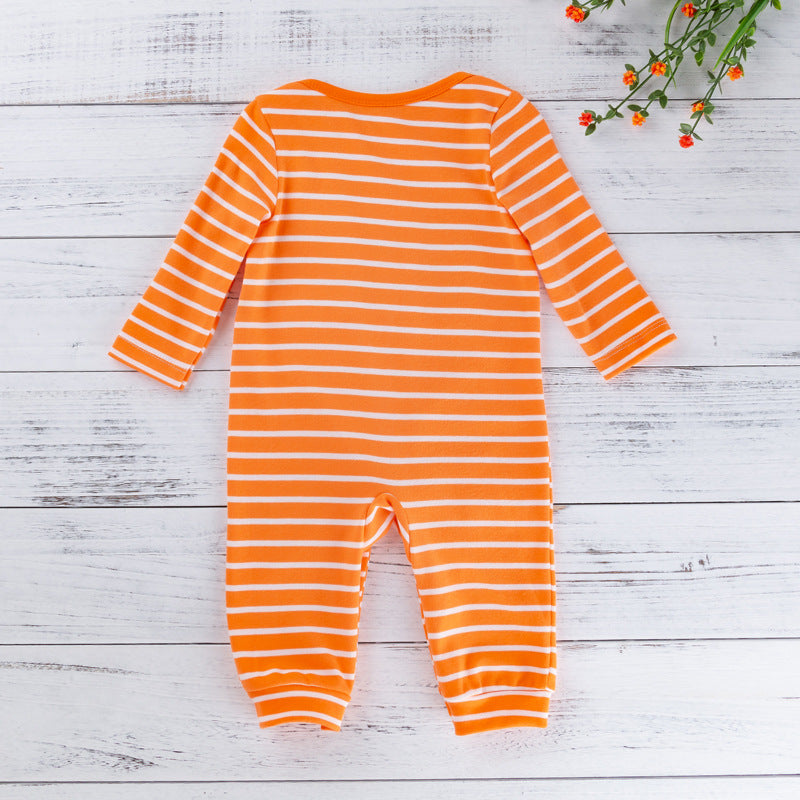 Spring and autumn new baby cotton striped jumpsuit
