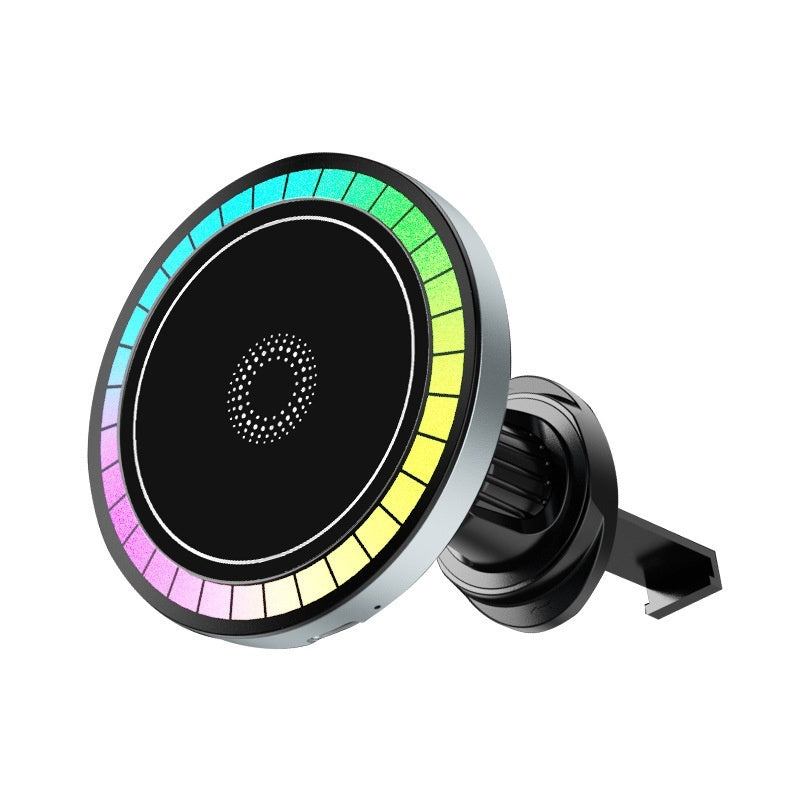 Lampe RGB pour téléphone portable montée sur véhicule Charge rapide sans fil Applicable au support de navigateur de voiture