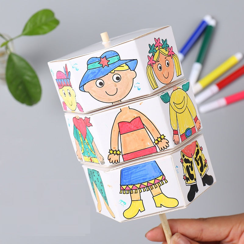 Children's Rotating Clothes Changing Watercolor Painting Handmade DIY Color Painting Color Changing Graffiti Painting Kindergarten Painting