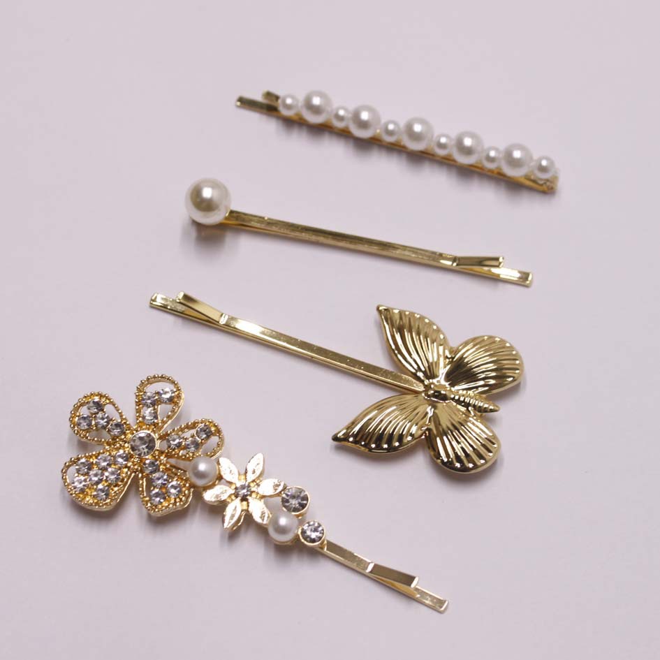 Barrettes Papillon Fleur Vintage Perle Tendance