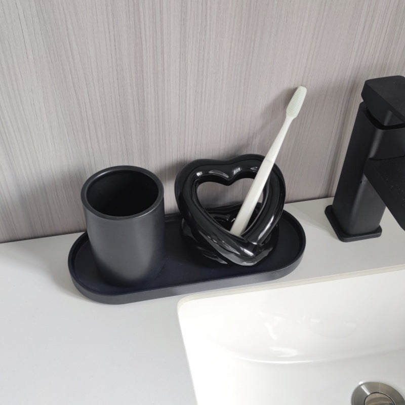 Support de brosse à dents en céramique Ins, pour couple, salle de bain, dentifrice, brosse à dents, étagère de rangement décorative