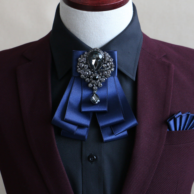Men's Fashion Simple Diamond Bow Tie Set