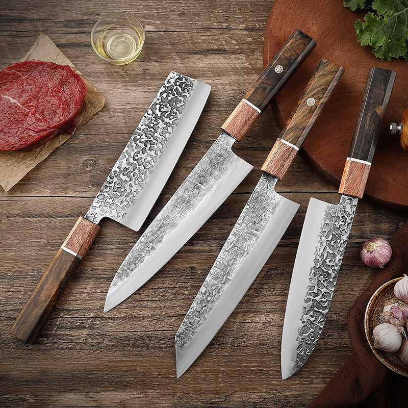 Santoku Knife Octagonal Handle Hammer Pattern Stainless Steel Cut Small Kitchen Knife