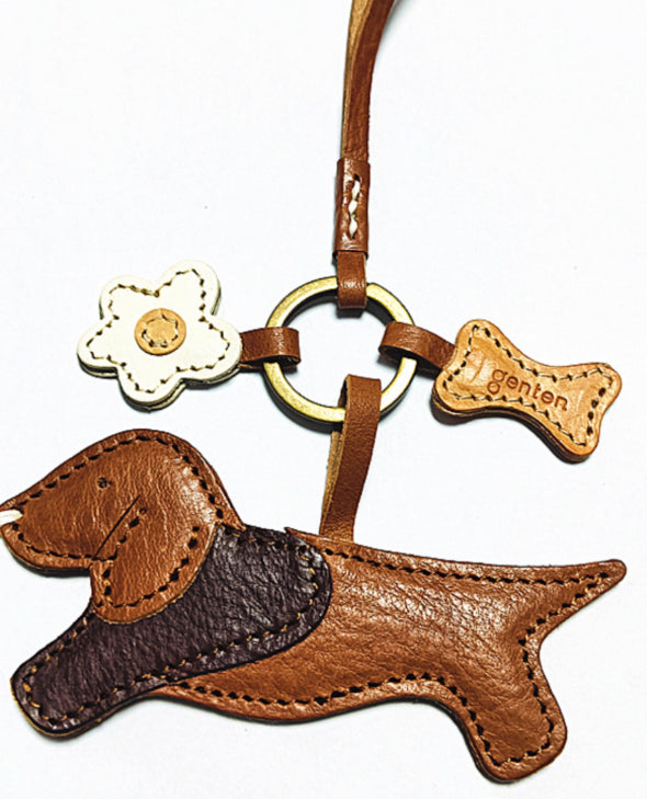 Cute Dachshund Leather Handmade Keychain Bag Charm