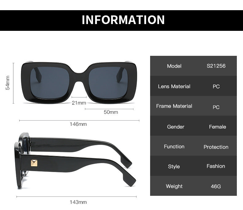 New Retro Square Large Frame Sunglasses Men And Women Trendy