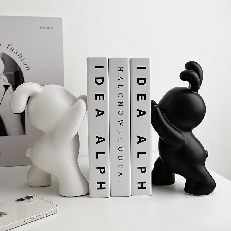 Push Rabbit Electric Bookcase Desk Ceramic Decorations Bookend Ornaments