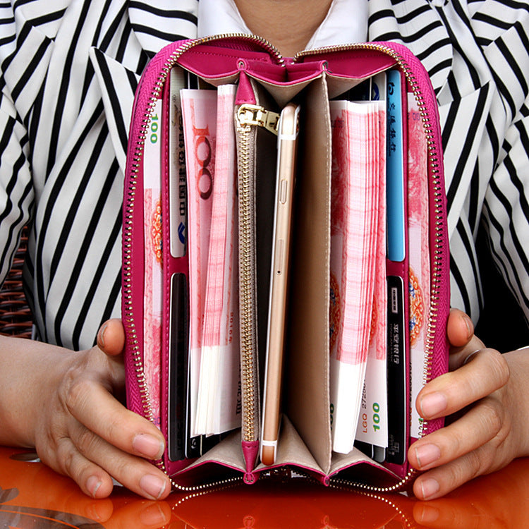 Women's Leather Wallet Long Zipper Clutch
