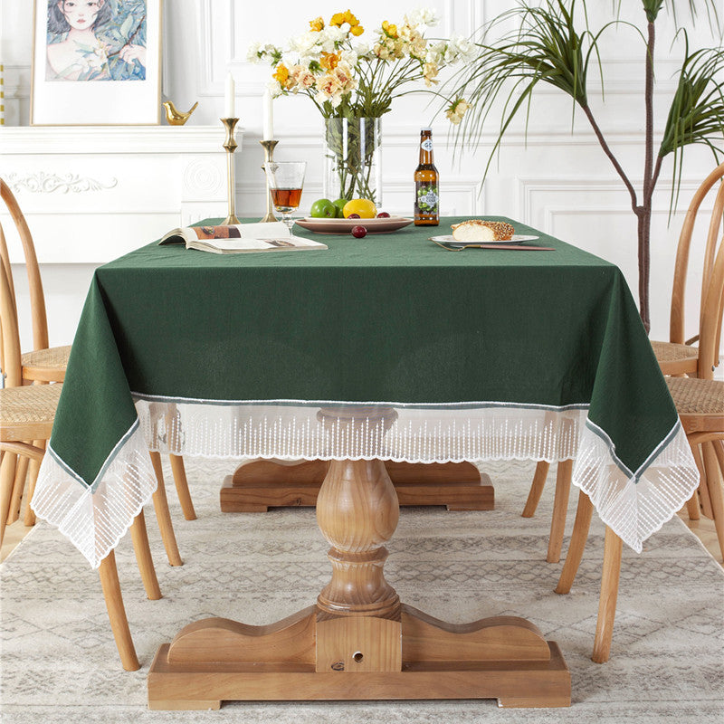 French Romantic Solid Color Cotton Meteor Shower Lace Tablecloth