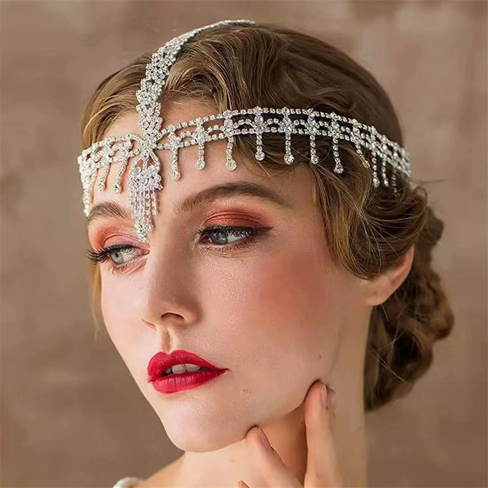 Full Diamond Water Drop Fringe Hair Chain Rhinestone Forehead Chain Hair Accessories