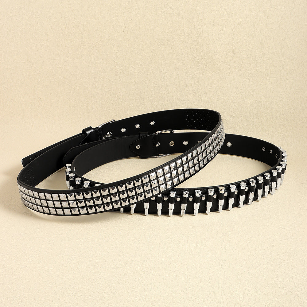 Ceinture Rivet Ceinture Rock Tendance Punk Balle Noire Hommes Et Femmes Personnalité Mode Accessoires Hip-hop