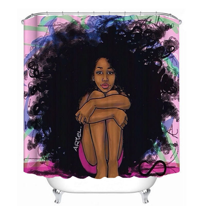 Printed Waterproof Polyester Bathroom Shower Curtain Set