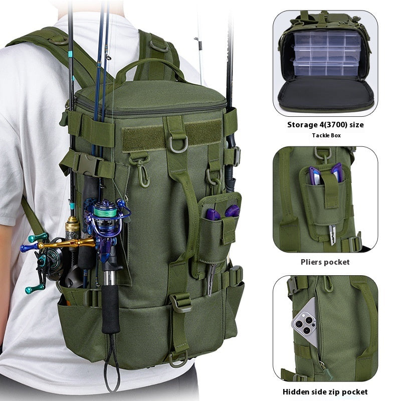 Sac à dos de randonnée multifonctionnel en tissu Oxford imperméable pour la pêche et la gym