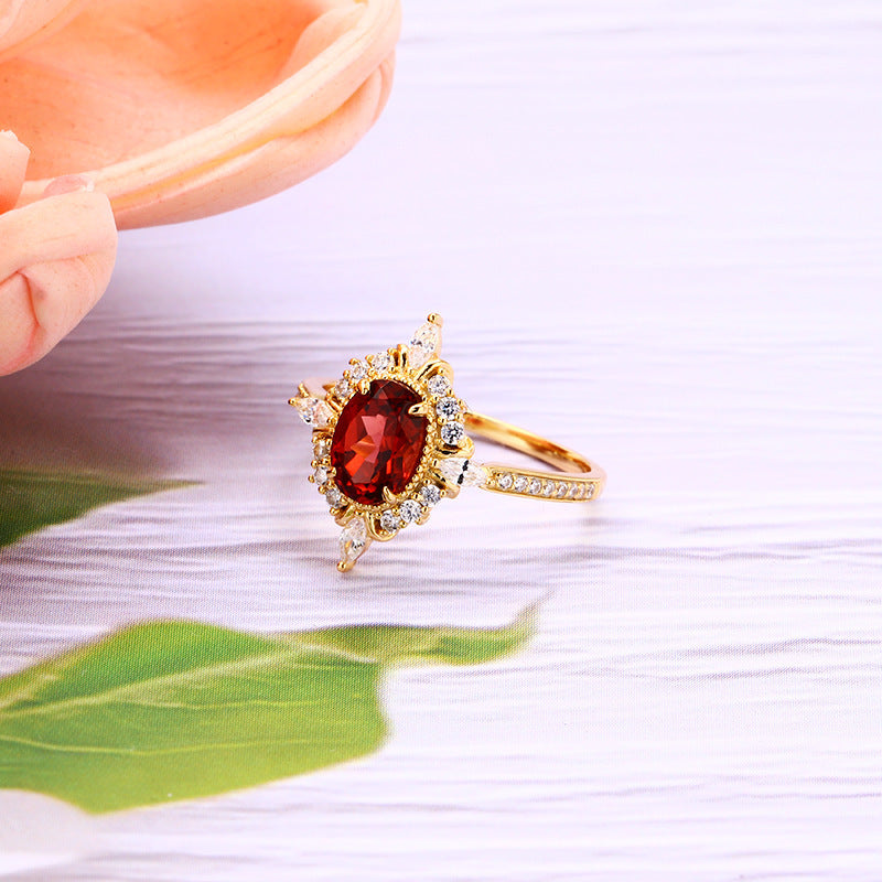 Natural Stone Retro Zircon Ring