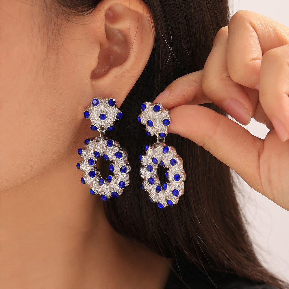 Vintage Heavy Industry Texture Antique Long Titanium Steel Gold-plated Stud Earring Exaggerated