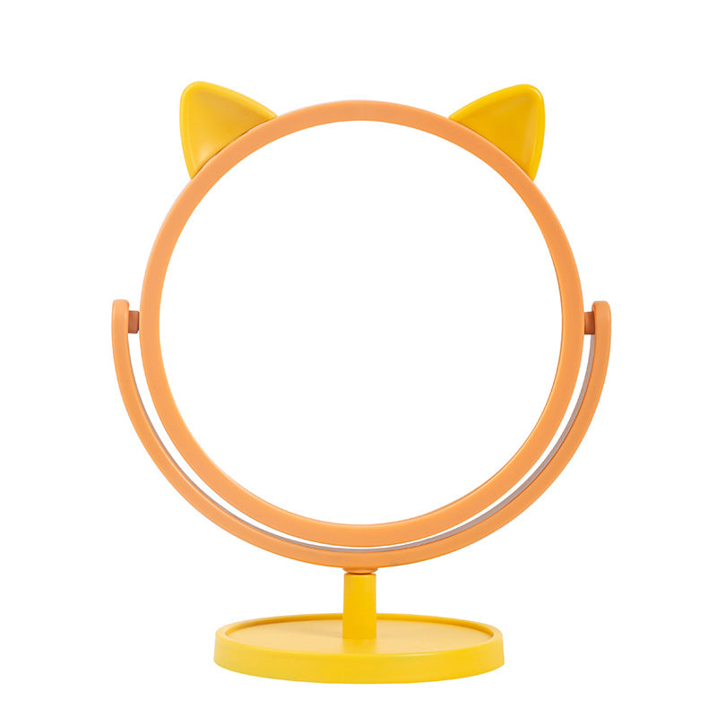 Miroir de maquillage oreilles de chat de dessin animé Miroir de maquillage de bureau simple face