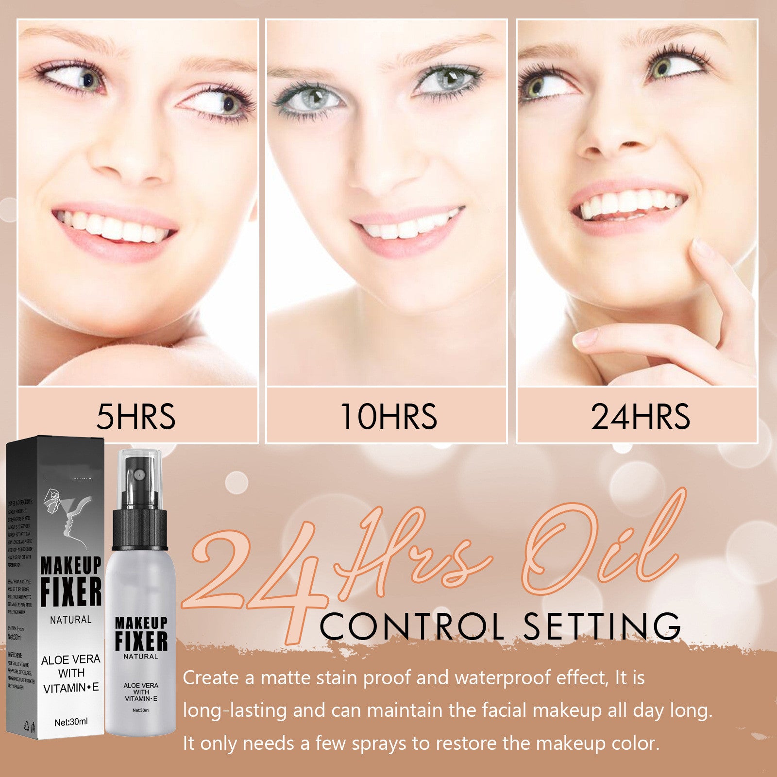 Brume Fixatrice Maquillage Naturelle Rafraîchissante Visage
