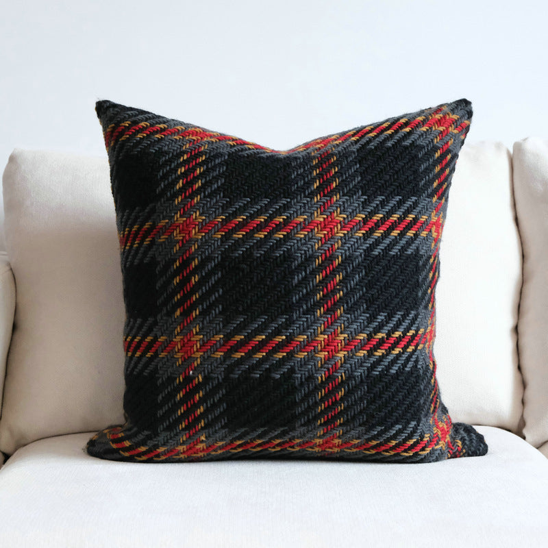 Housse de coussin de canapé en laine à carreaux de style luxe abordable pour chambre d'hôtel