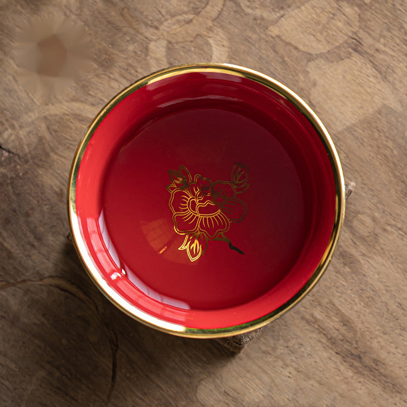 Enamel Color In Chinese Antique Style Gold And Silver Measure Master Cup Porcelain Kung Fu Tea Set Tea Cup