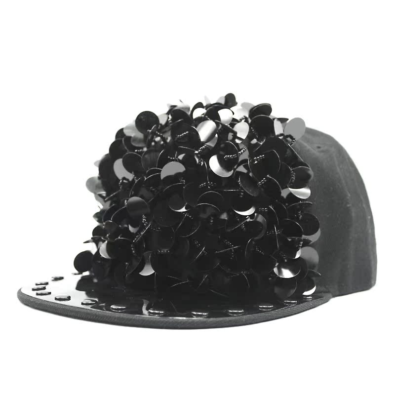 Men's Hip Hop Peaked Flower Sequins Flat-brimmed Baseball Cap