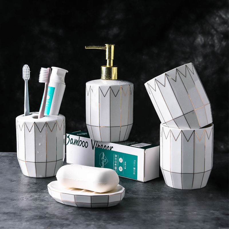 Ceramic Gold Wire Sanitary Ware Five Piece Set