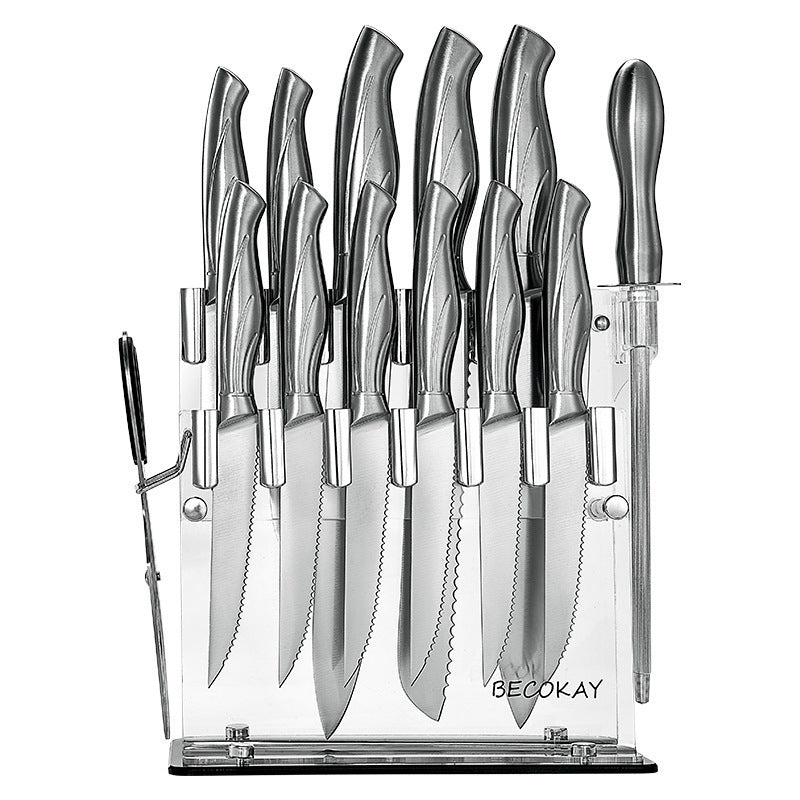 Ensemble de 13 couteaux de cuisine à manche creux en acier inoxydable
