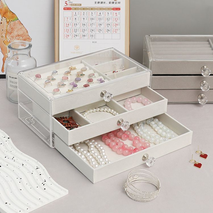 Boîte de Rangement à Bijoux en Flanelle Grande Capacité