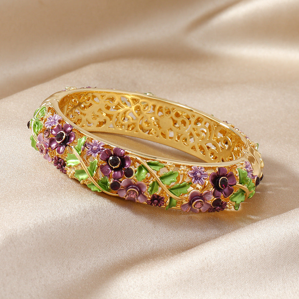 Bracelet femme ethnique ajouré en alliage peint