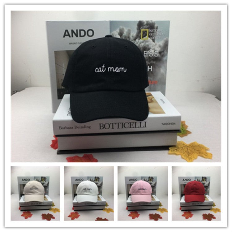Cat Mom Letter Embroidery Peaked Cap