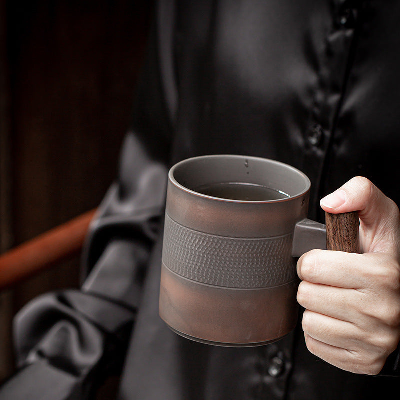 Mug en poterie violette, tasse à café et à lait en céramique avec couvercle, filtre domestique