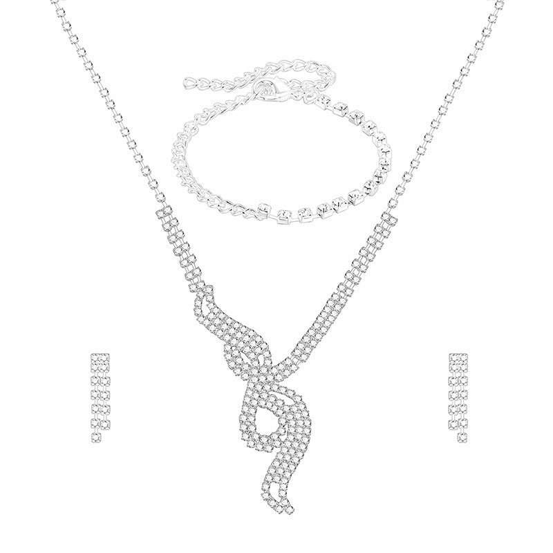 Parure de bijoux de mariée, de demoiselle d'honneur, de luxe, 3 pièces