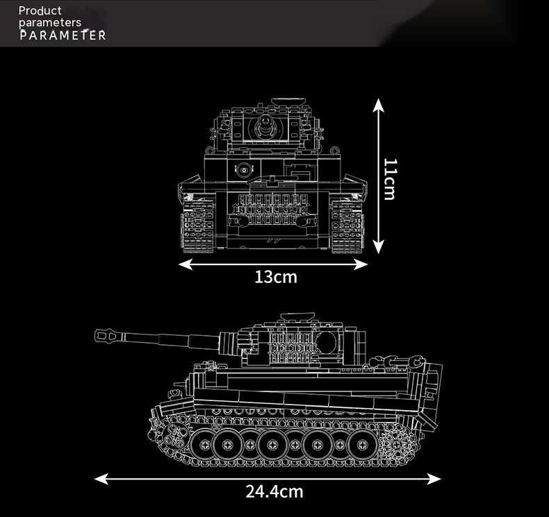 Tiger Tank Model Electric Remote Control Children's Puzzle DIY Assembled Building Block Toys