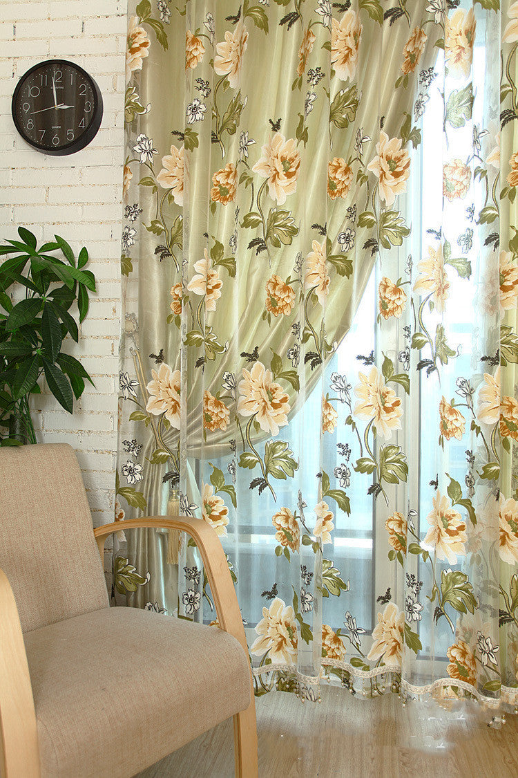 Purple Beige Big Peony Burnt-out Bedroom Living Room Sample Bay Window Curtain