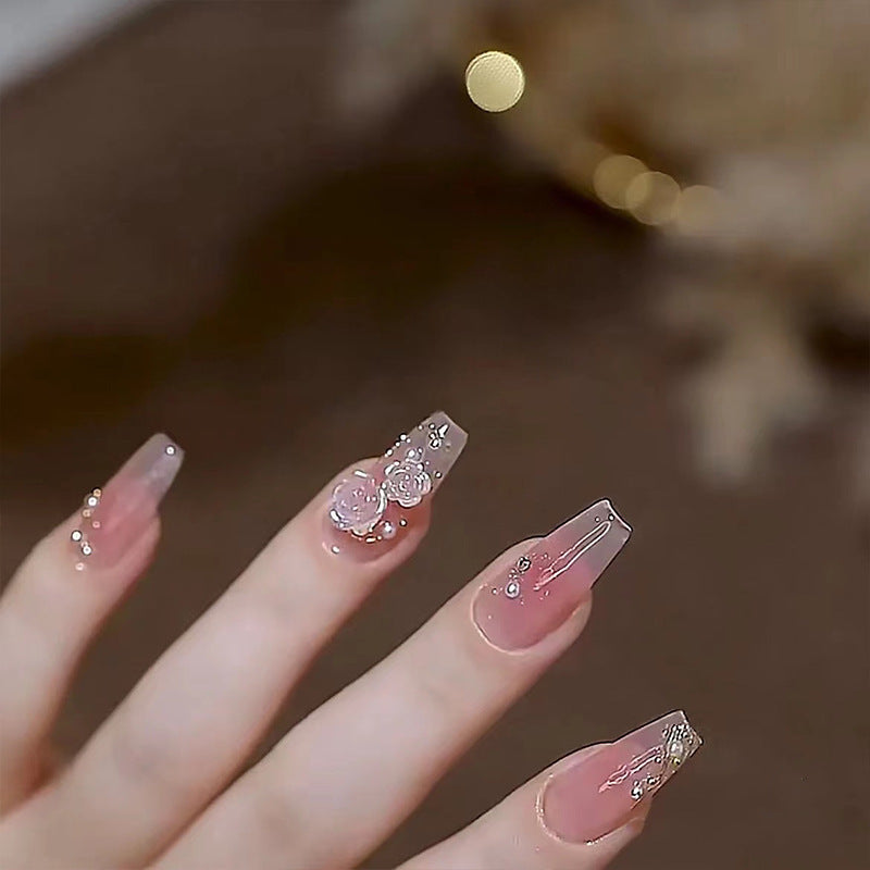 Nouvel ongle de glace fait main à travers la camélia portable