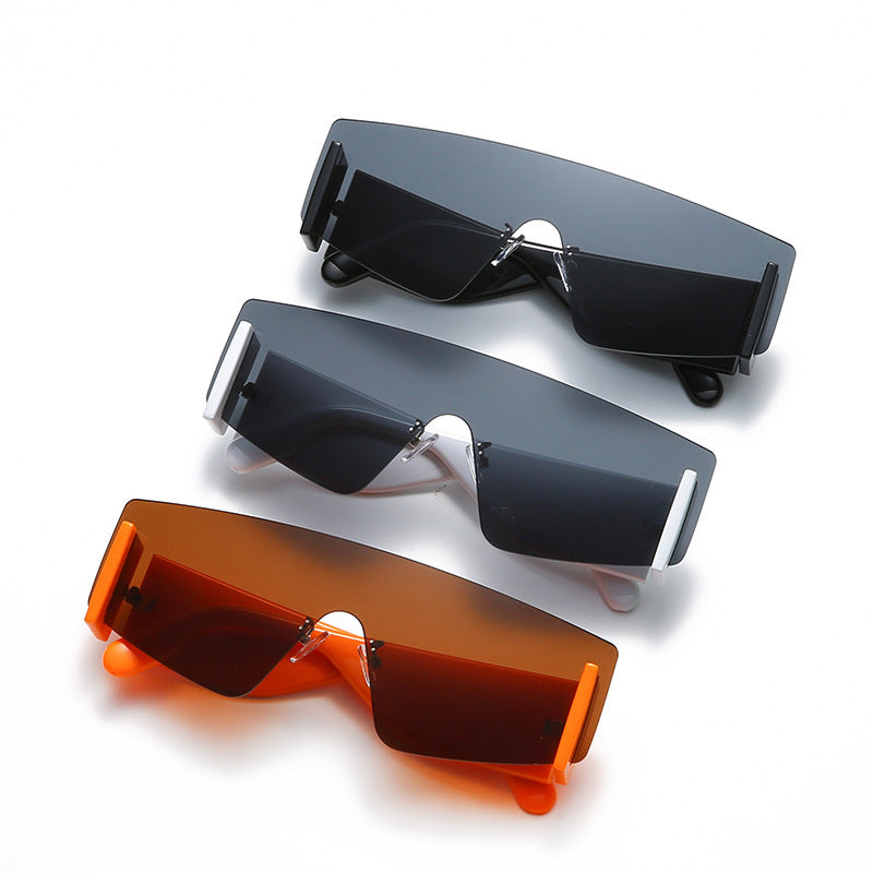 Lunettes de soleil sans monture à jambes larges pour femmes