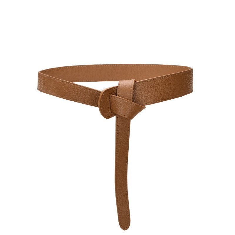Ceinture en cuir de vachette première couche pour femmes, nouable et polyvalente