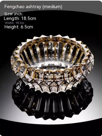Crystal Glass Gold Rim Ashtray Prevent Fly Ash